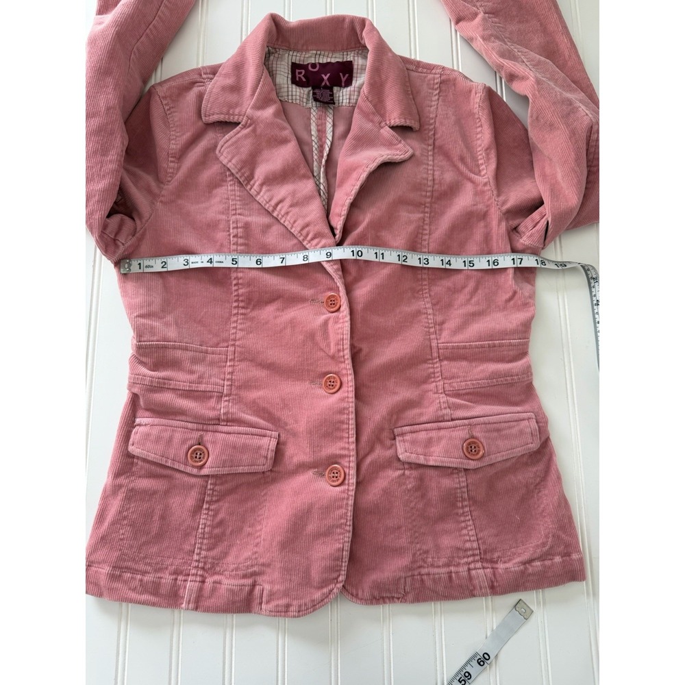Y2K Roxy Pink Corduroy Blazer Jacket Women's Large 3 Button - Picture 6 of 10